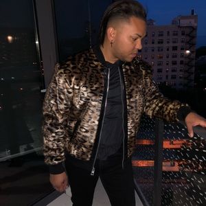 Guess Leopard Print Faux Fur Jacket